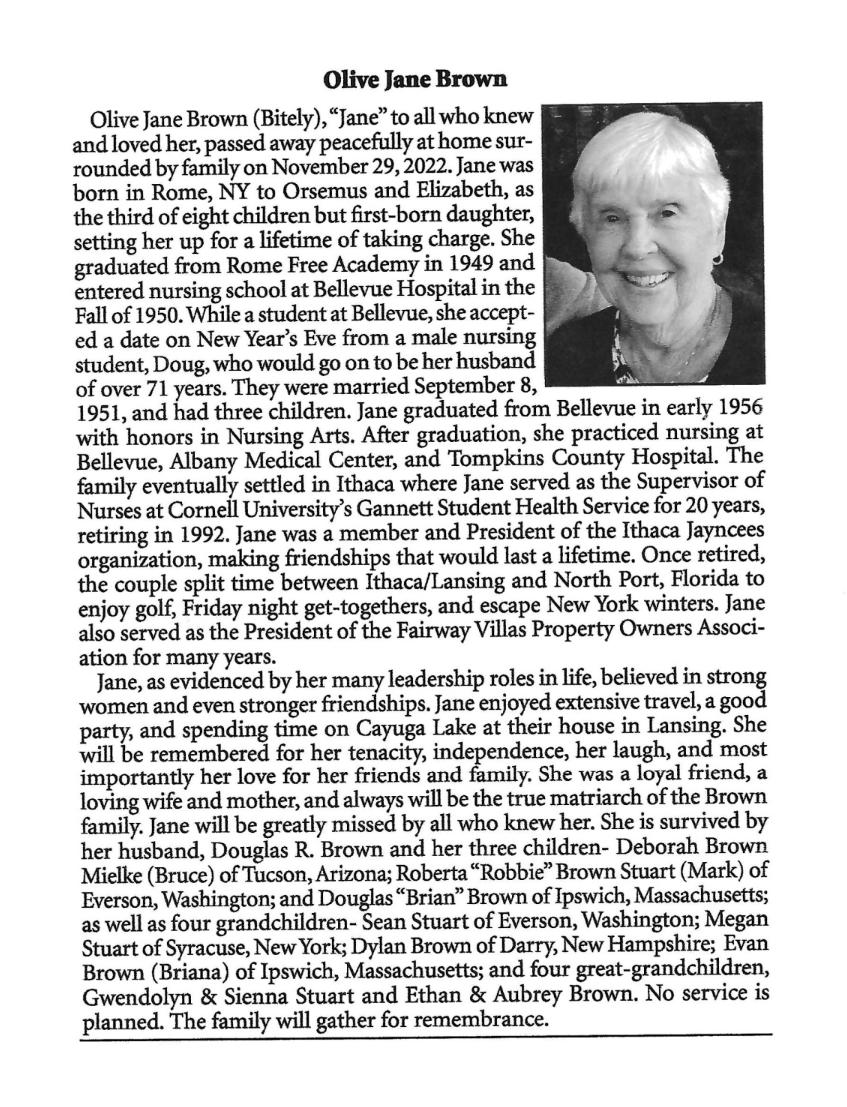 Jane Brown Obituary - North Port, Florida