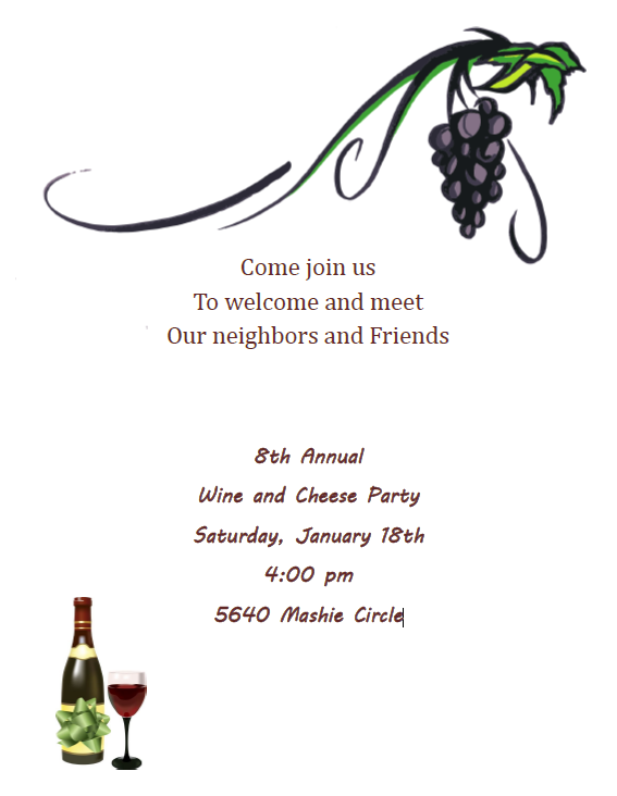 FAIRWAY VILLAS, NORTH PORT, FLORIDA - 8TH ANNUAL WINE & CHEESE PARTY